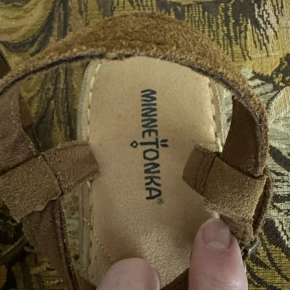 Minnetonka Beaded Leather Sandals EC Sz 7-7.5 - Picture 3 of 3